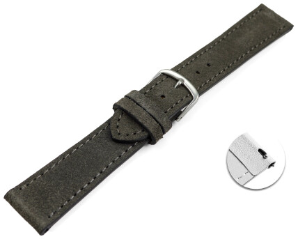 XL Schnellwechsel Uhrenarmband dunkelgrau raues Velourleder 18mm 20mm