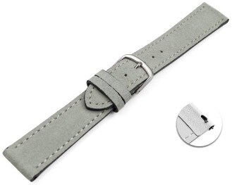 Schnellwechsel Uhrenarmband hellgrau raues Velourleder 18mm Schwarz
