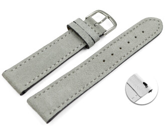 Schnellwechsel Uhrenarmband hellgrau raues Velourleder 18mm Schwarz