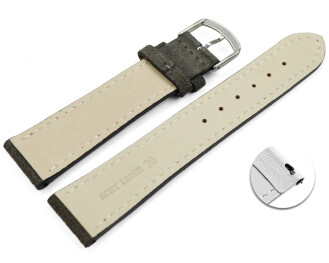 XL Schnellwechsel Uhrenarmband dunkelgrau raues Velourleder 18mm Schwarz