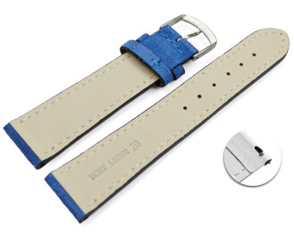 XL Schnellwechsel Uhrenarmband Königsblau raues Velourleder 20mm Stahl