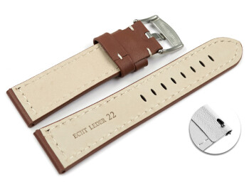 Schnellwechsel Uhrenband Sattelleder massives Leder rot-braun 22mm Gold