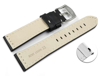 Schnellwechsel Uhrenband Sattelleder massives Leder schwarz 24mm Schwarz