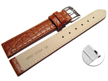 Schnellwechsel Uhrenarmband Leder braun Safari 16mm-Stahl