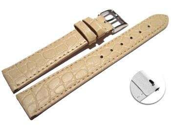 Schnellwechsel Uhrenarmband Leder sand Safari 14mm-Gold
