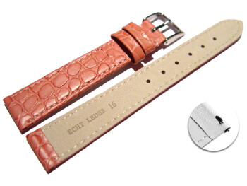 Schnellwechsel Uhrenarmband Leder altrosa Safari 18mm-Stahl