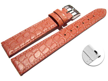 Schnellwechsel Uhrenarmband Leder altrosa Safari 18mm-Gold