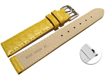 Schnellwechsel Uhrenarmband Leder gelb Safari 18mm-Stahl
