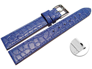 Schnellwechsel Uhrenarmband Leder blau Safari 14mm-Stahl