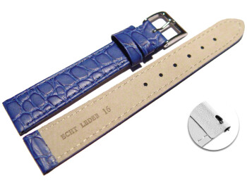 Schnellwechsel Uhrenarmband Leder blau Safari 20mm-Stahl