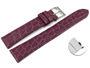 Schnellwechsel Uhrenarmband Leder aubergine Safari 22mm-Stahl