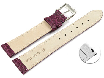 Schnellwechsel Uhrenarmband Leder aubergine Safari 22mm-Stahl