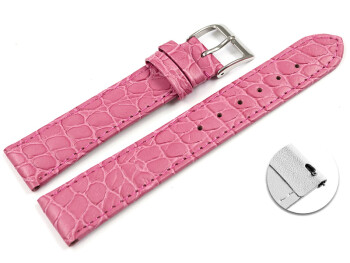 Schnellwechsel Uhrenarmband Leder Pink Safari 12mm-Gold