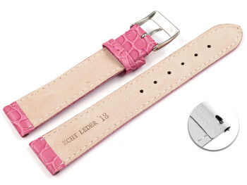 Schnellwechsel Uhrenarmband Leder Pink Safari 16mm-Gold
