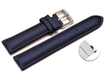 Schnellwechsel Uhrenarmband gepolstert HighTech Material Textiloptik blau 18mm-Gold