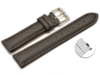 Schnellwechsel Uhrenarmband gepolstert HighTech Material Textiloptik hellgrau 20mm-Gold