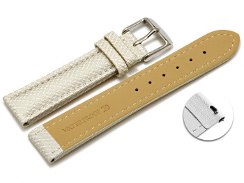 Schnellwechsel Uhrenarmband gepolstert HighTech Material Textiloptik weiß 22mm-Stahl