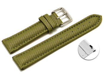 Schnellwechsel Uhrenarmband gepolstert HighTech Material Textiloptik grün 20mm-Stahl