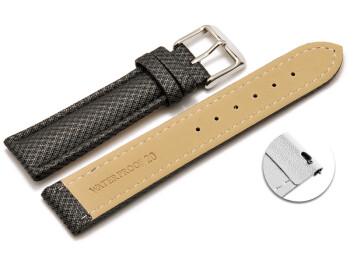 Schnellwechsel Uhrenarmband gepolstert HighTech Material Textiloptik dunkelgrau 22mm-Schwarz