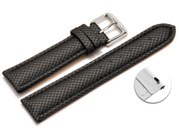 Schnellwechsel Uhrenarmband gepolstert HighTech Material Textiloptik dunkelgrau 24mm-Schwarz