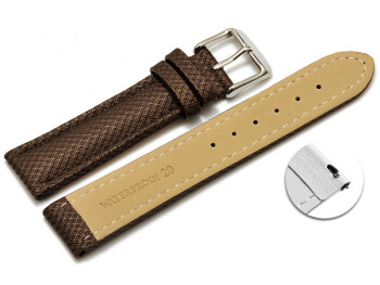 Schnellwechsel Uhrenarmband gepolstert HighTech Material Textiloptik braun 22mm-Stahl