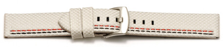 Schnellwechsel Uhrenarmband HighTech Textiloptik weiß - schwarz u. rote Naht 26mm-Stahl