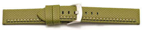 Schnellwechsel Uhrenarmband HighTech Textiloptik grün - weiße u. schwarze Naht 20mm-Stahl