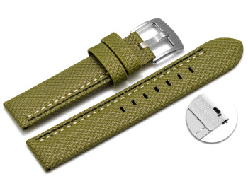 Schnellwechsel Uhrenarmband HighTech Textiloptik grün - weiße u. schwarze Naht 26mm-Gold