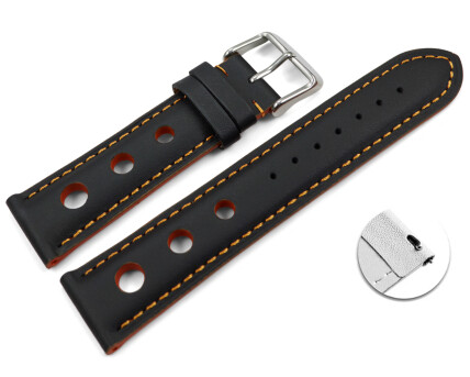 Schnellwechsel Uhrenarmband schwarz echt Leder Race...