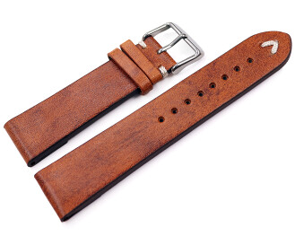 Uhrenarmband für Uhren mit festen Stegen am Gehäuse Clip Vintage hellbraun 20mm-Stahl