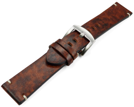 Uhrenarmband Vintage Style dunkelbraun 24mm Gold