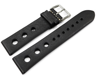 Uhrenarmband Rindleder Berlin gelocht Soft Vintage schwarz 18mm Stahl