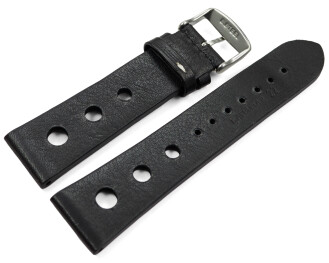 Uhrenarmband Rindleder Berlin gelocht Soft Vintage schwarz 18mm Stahl