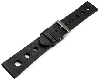 Uhrenarmband Rindleder Berlin gelocht Soft Vintage schwarz 22mm Stahl