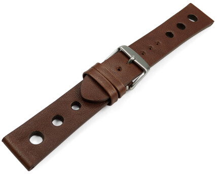 Uhrenarmband Rindleder Berlin gelocht Soft Vintage dunkelbraun 22mm Schwarz