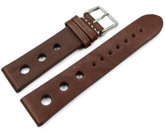 Uhrenarmband Rindleder Berlin gelocht Soft Vintage dunkelbraun 22mm Schwarz