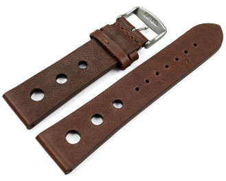 Uhrenarmband Rindleder Berlin gelocht Soft Vintage dunkelbraun 22mm Schwarz