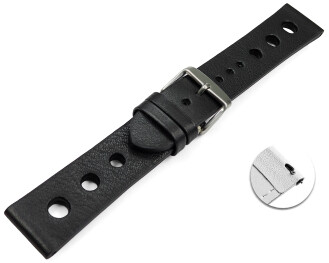 Schnellwechsel Uhrenarmband gelocht Rindleder Berlin Soft Vintage schwarz 18mm 20mm 22mm