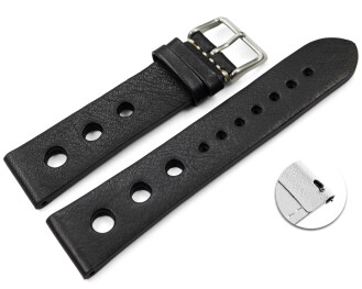 Schnellwechsel Uhrenarmband gelocht Rindleder Berlin Soft Vintage schwarz 18mm 20mm 22mm