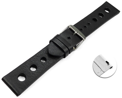 Schnellwechsel Uhrenarmband gelocht Rindleder Berlin Soft Vintage schwarz 20mm Schwarz