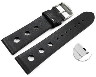 Schnellwechsel Uhrenarmband gelocht Rindleder Berlin Soft Vintage schwarz 20mm Schwarz