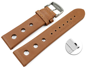 Schnellwechsel Uhrenarmband gelocht Rindleder Berlin Soft Vintage hellbraun 18mm Schwarz