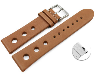 Schnellwechsel Uhrenarmband gelocht Rindleder Berlin Soft Vintage hellbraun 22mm Stahl