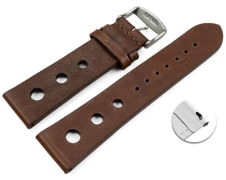 Schnellwechsel Uhrenarmband gelocht Rindleder Berlin Soft Vintage dunkelbraun 18mm Stahl