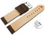 Schnellwechsel Uhrenarmband dunkelbraun Kamelleder mit roter Naht 22mm Gold