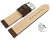 Schnellwechsel Uhrenarmband dunkelbraun Kamelleder mit weiße Naht 20mm Gold