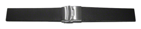 Faltschließe Silikon Glatt schwarz 22mm Stahl