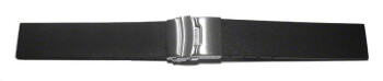Faltschließe Silikon Glatt schwarz 22mm Stahl