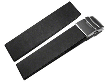 Faltschließe Silikon Glatt schwarz 22mm Stahl