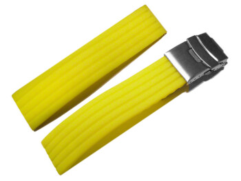 Faltschließe Silikon Stripes gelb 18mm Stahl